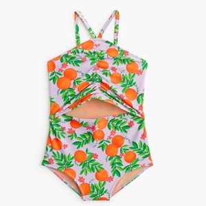 Girls' printed oranges one-piece swimsuit